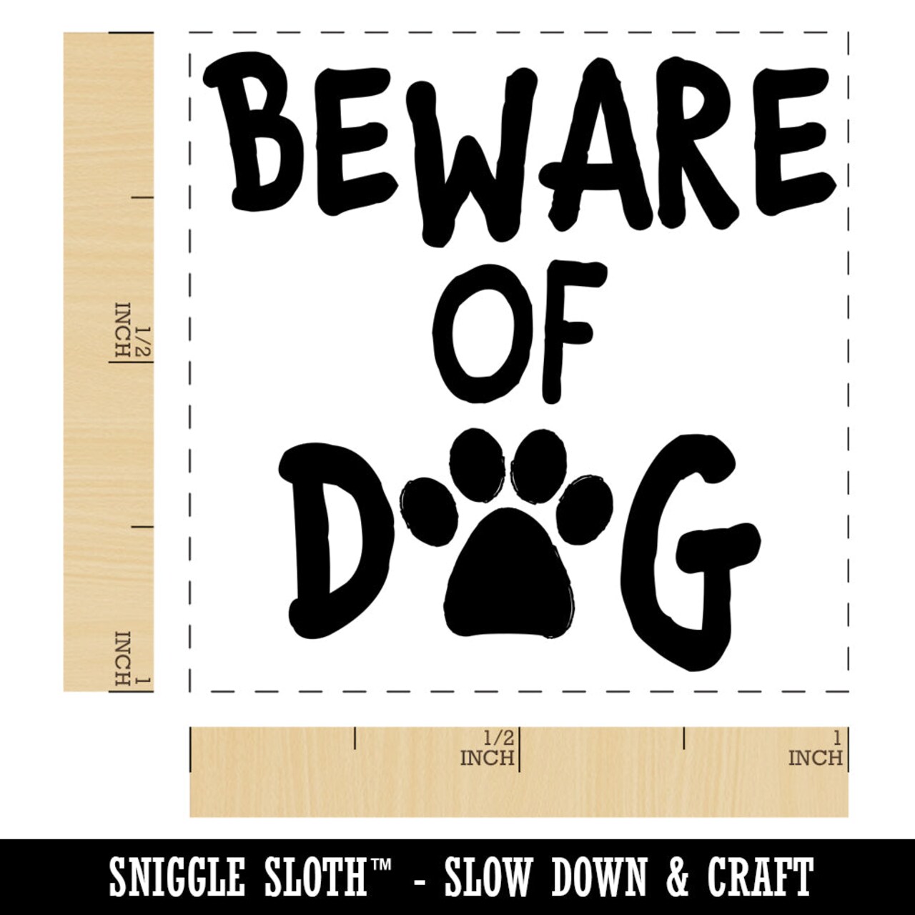 Beware of Dog Paw Print Fun Text Self-Inking Rubber Stamp Ink Stamper